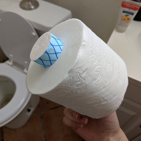 These toilet rolls come with a travel roll instead of a cardboard tube.