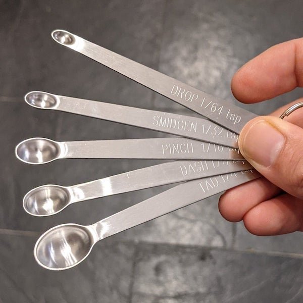 These spoons let you measure drops, smidgens, pinches, dashes, and tads.