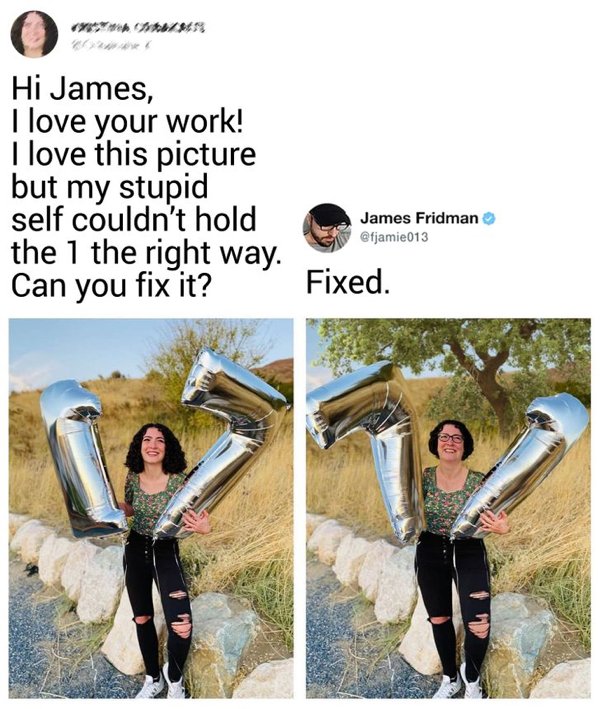 james fridman español - Hi James, I love your work! I love this picture but my stupid self couldn't hold the 1 the right way. Can you fix it? James Fridman Fixed.