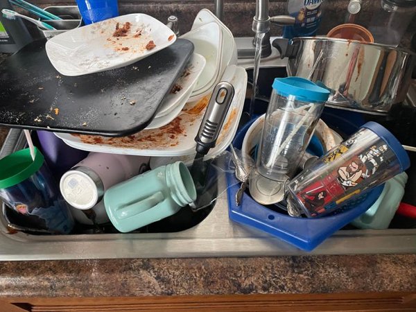 Nobody did the dishes while I was gone for 3 days because ’It’s your responsibility.