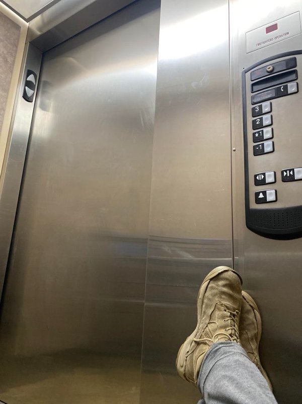 Currently stuck in an elevator in my apartment building, was told about 40 minutes until the tech arrives and I have to pee…