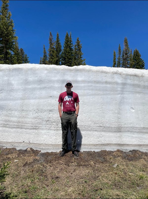 “In Wyoming there are some huge snow drifts still. I’m 6 1” for scale.”