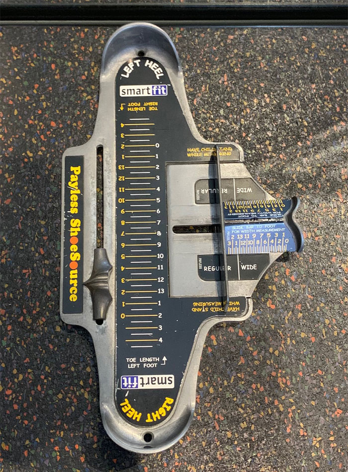 The metal thing used to measure your feet at the shoe store is called Brannock device.