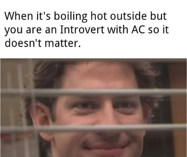 projared dank memes - When it's boiling hot outside but you are an Introvert with Ac so it doesn't matter.