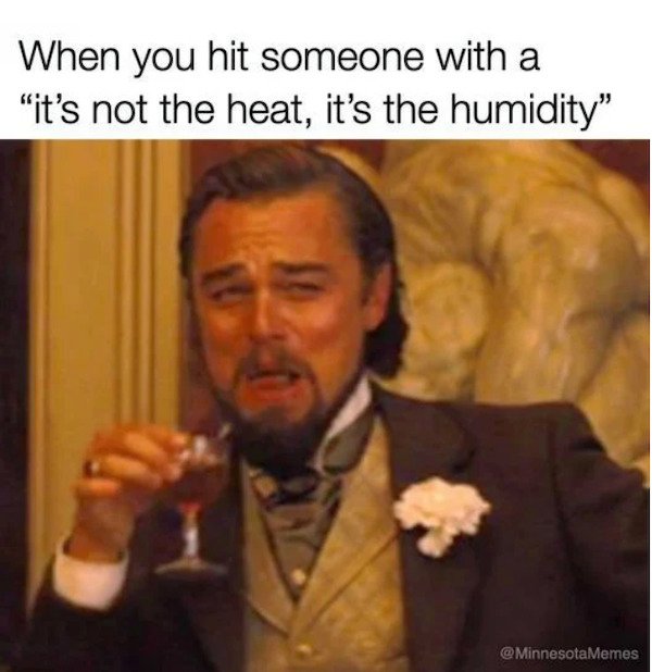 annoying meme - When you hit someone with a "it's not the heat, it's the humidity" Memes