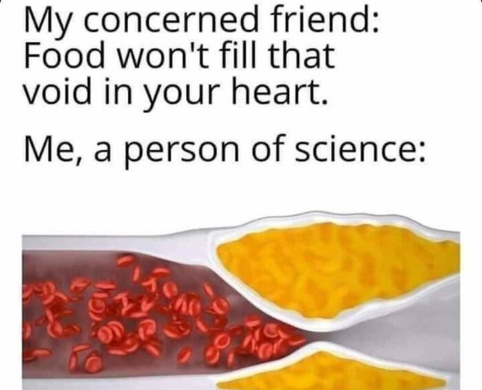 blocked artery - My concerned friend Food won't fill that void in your heart. Me, a person of science lio