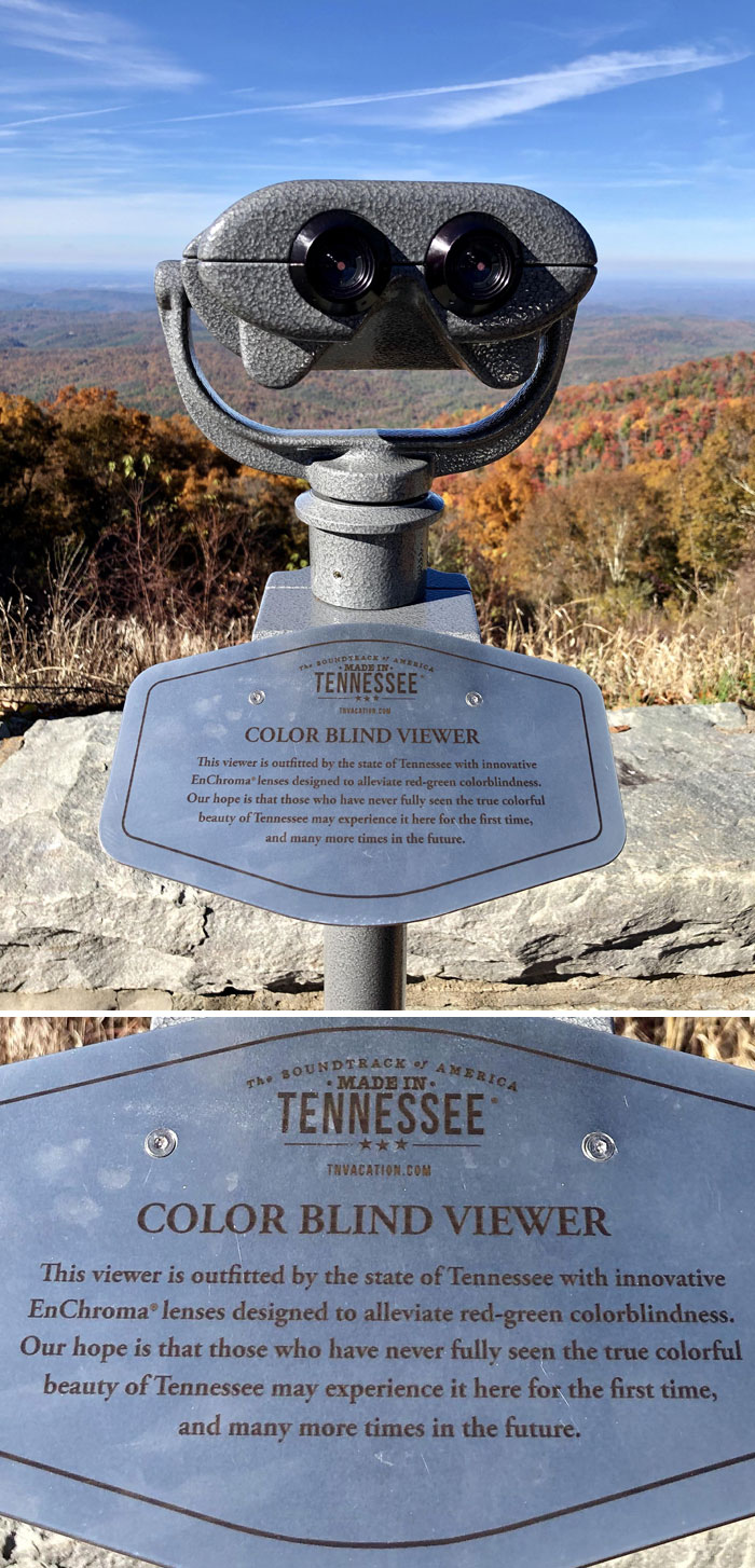 The Tennessee Department of Tourist Development and Tennessee State Parks have partnered to install “color blind” viewfinders at five state park locations across the state. In total, there are 11 of them installed in Tennessee.