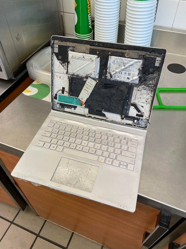 I left my Surface Book on the roof of my car three days ago and found it on the highway today.