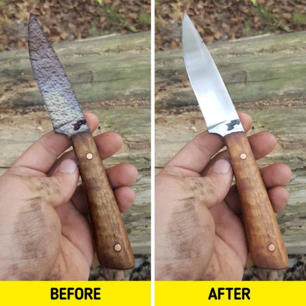 "Have an old knife but the handle is wooden? Boil some linseed oil in a pan and rub the handle using just a few drops."