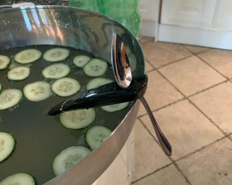 “My sister just pulled this out to stop the big spoon from falling into the bowl.”