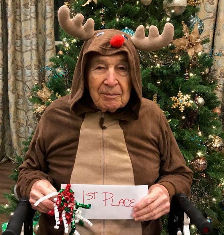 “My grandpa won 1st place in a Christmas costume party!”