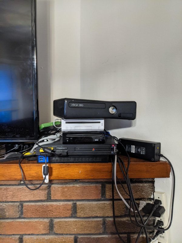 “This stack of consoles at my friend’s house.”