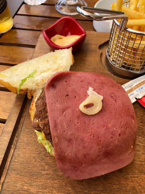 “My hamburger with extra onion.”