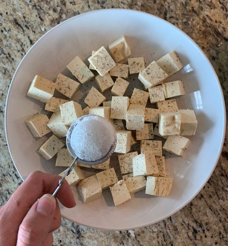 “A loose leaf tea steeper is the best way to evenly sprinkle flour on a surface, corn starch on a protein, and icing on desserts.”