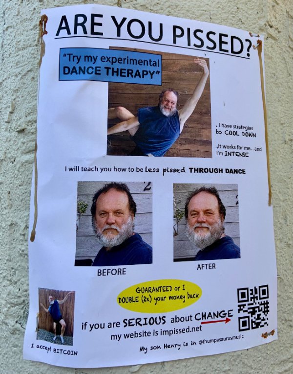 “This ad for Dance Therapy I found while out on a date.”