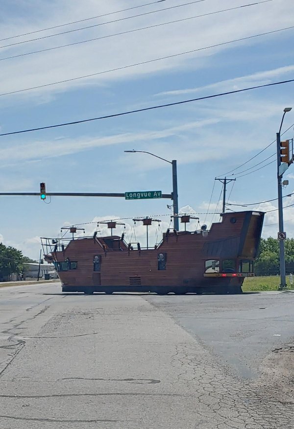 “There was a massive pirate ship driving around my neighborhood.”