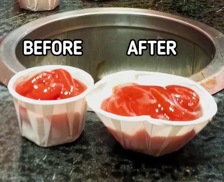 Condiment cups can stretch up to twice their size.