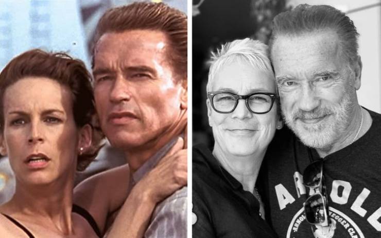 Arnold Schwarzenegger and Jamie Lee Curtis then and now