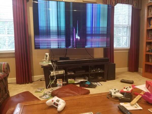 smashed TV with switch controller