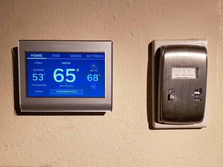 “Original thermostat was never removed, put my new thermostat next to it (house built 1957).”