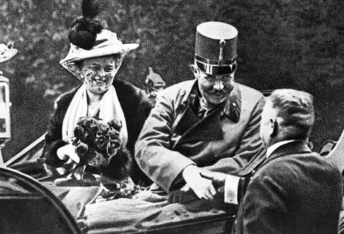 Archduke Franz Ferdinand with his wife on the day they were assassinated by Gavrilo Princip on June 28, 1914.