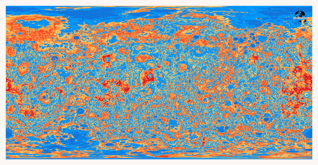 What would a wet Mercury look like? This is a topographical map that shows Mercury with an ocean covering ~70% of the surface.