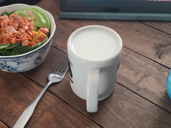 “My full cup of milk that made the cup look upside down.”