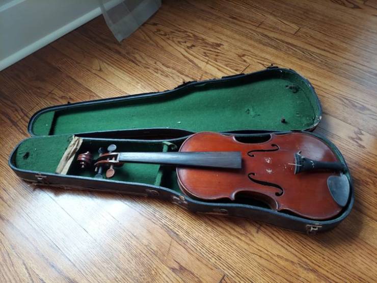 “In 1965, my dad worked for his cousin, demolishing an old house. Inside one of the walls, he found a case with a violin. The cousin told him he could keep it, so my dad had it for 50 years.”