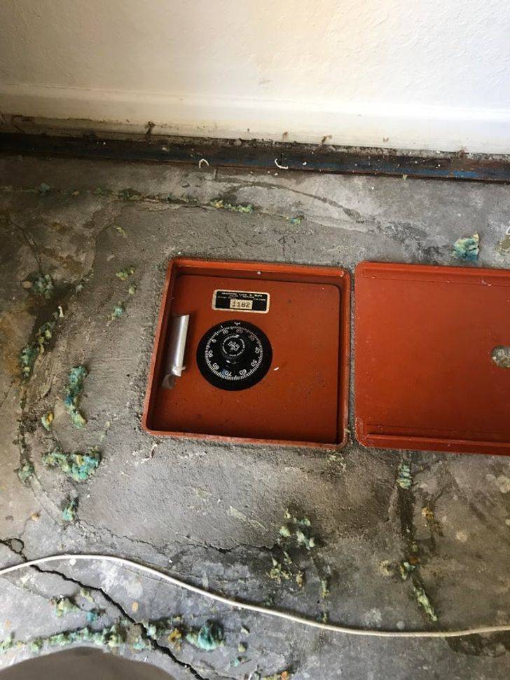 “House flooded and we needed to remove all the wet carpet... Found this floor safe in the slab under the carpet in the closet.”