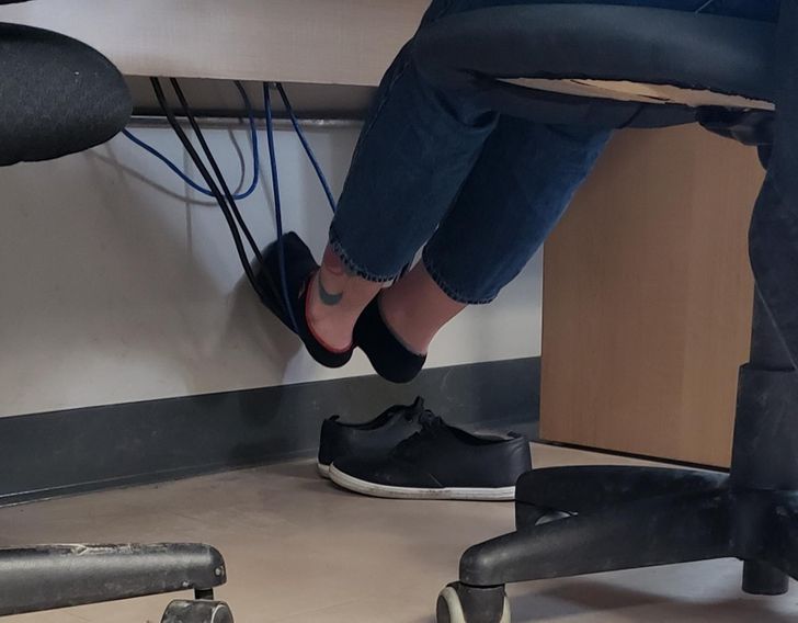 “People that use PC cables to rest their feet”