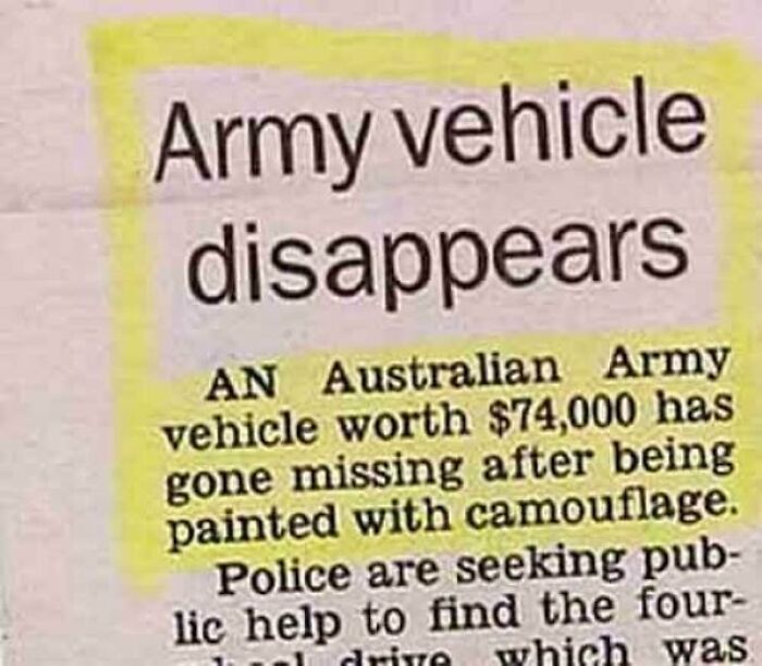 army vehicle disappears