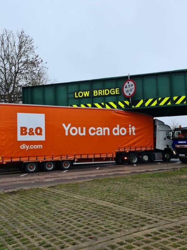 semi trailer too big for low bridge