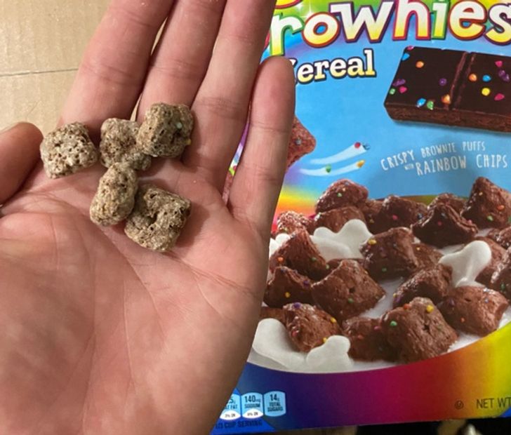 brownies cereal in hand