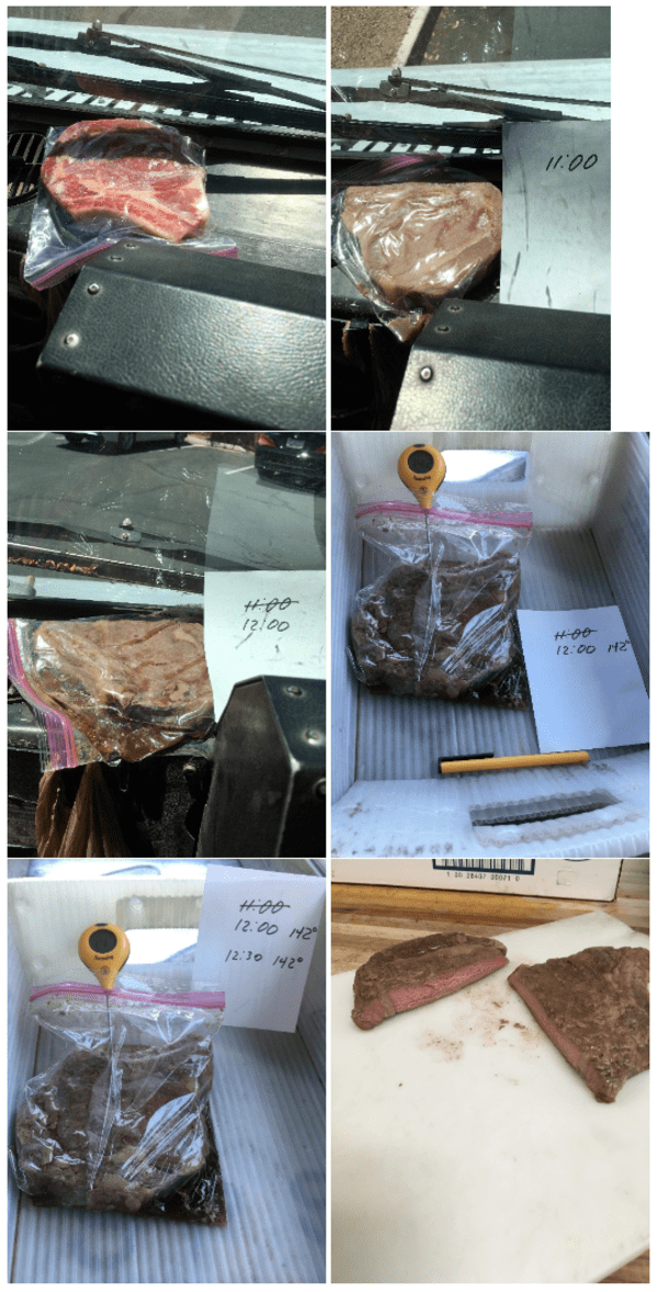 A postal worker wanted to show how hot the working conditions of his truck were… He used the truck to cook a steak.