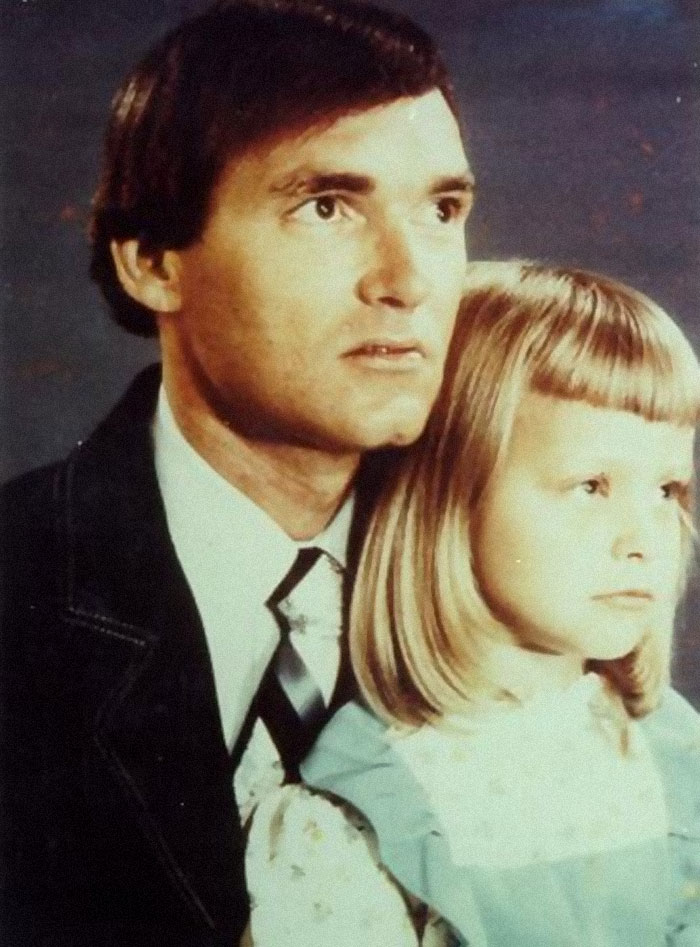 This is the leading image on Franklin Delano Floyd. In actuality, the little girl is Floyd's stepdaughter, Suzanne Marie Sevakis, who he'd kidnapped around 1974, when Suzanne was under 10 years old.

He would go on to raise her as his daughter, putting her through high school under several pseudonyms, have a son with her in 1988, and marry her in 1989, under the name Tonya Hughes.

By 1990, Suzanne had decided to leave Floyd and take her son, Michael, with her. In April of that year, she was found beaten and bruised on the side of a highway, and she subsequently died in the hospital. Michael went into foster care and was adopted, only to be kidnapped by Floyd in 1994 and to never be seen again.
