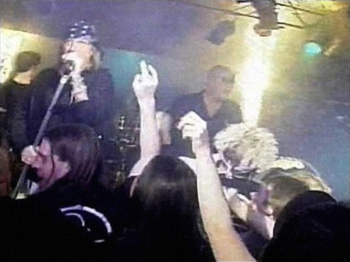 This photo was taken at a nightclub before it caught on fire by fireworks leaving 100 people dead