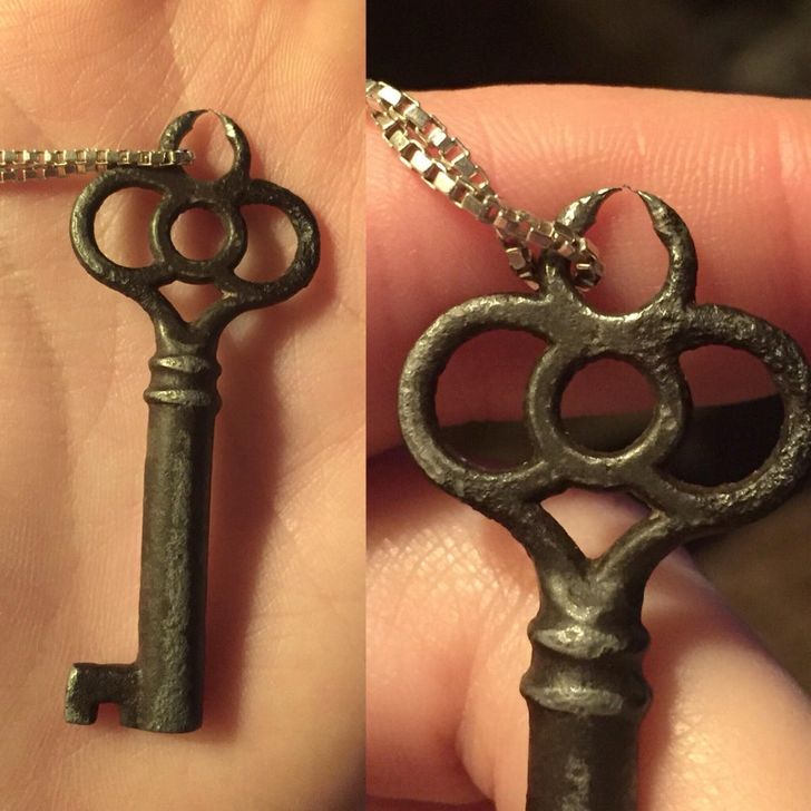 “This key I’ve worn as a necklace almost every day over the past 7 years finally wore through today.”