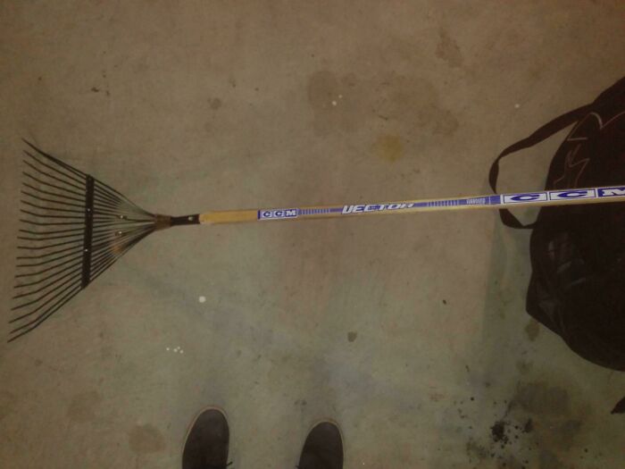 I Combined A Broken Hockey Stick And Rake Into A Much Stronger Rake. Is This A Win?