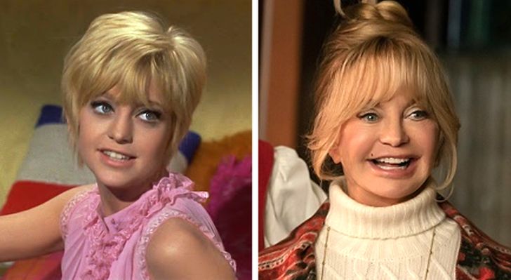 Goldie Hawn at the age of 24 and 72