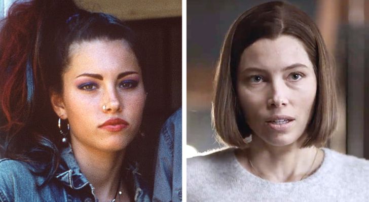 Jessica Biel at the age of 15 and 37