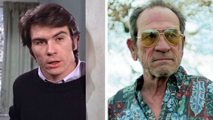Tommy Lee Jones at the age of 24 and 74