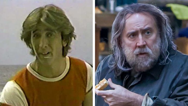 Nicolas Cage at the age of 17 and 57