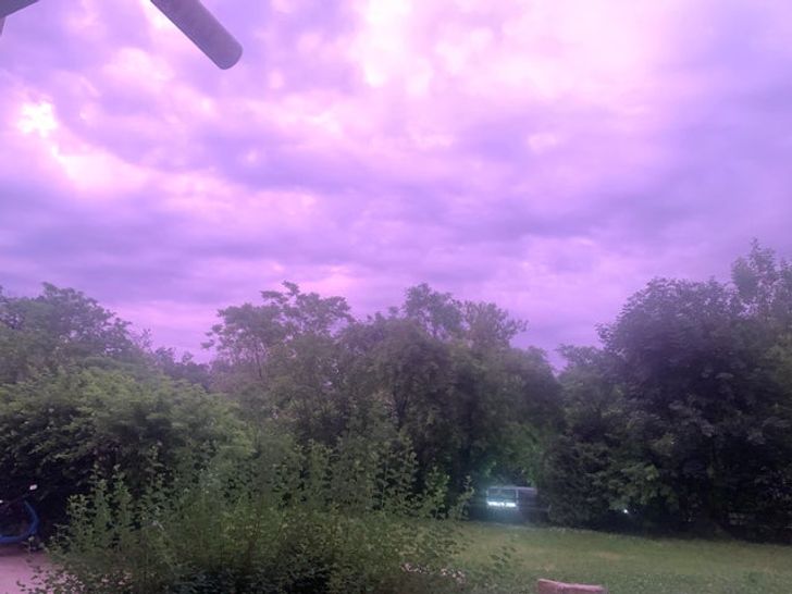 “We had purple clouds yesterday in Freiburg, Germany.”
