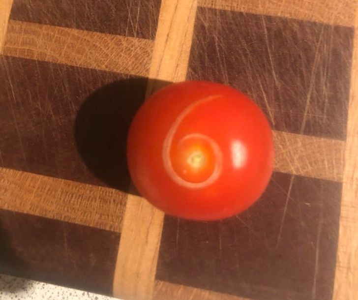 “My cherry tomato turned over and had a naturally made number on it.”