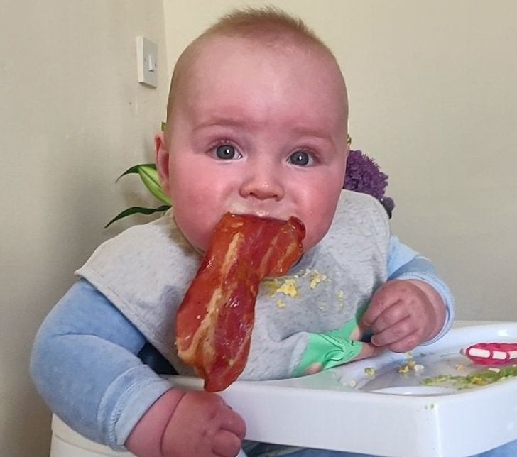 “Just turned 6 months, and introducing solids is going well.”