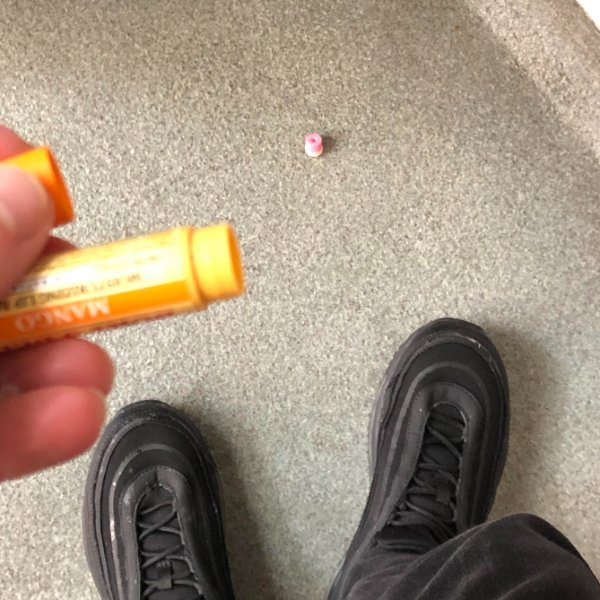 “Popped the cap off my chapstick and the balm fell out onto the floor at work.”