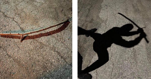 “I found this stick and it looks like a katana in the shadows”