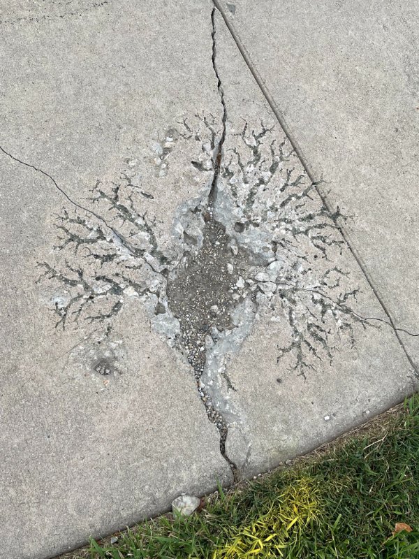 When lightning hits a sidewalk.