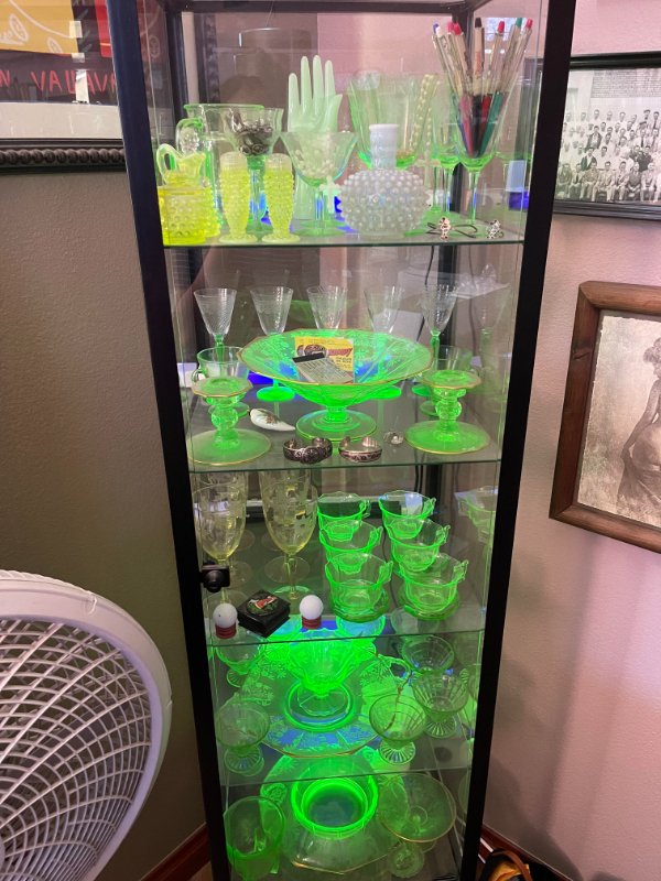 “My dads uranium glass collection.”