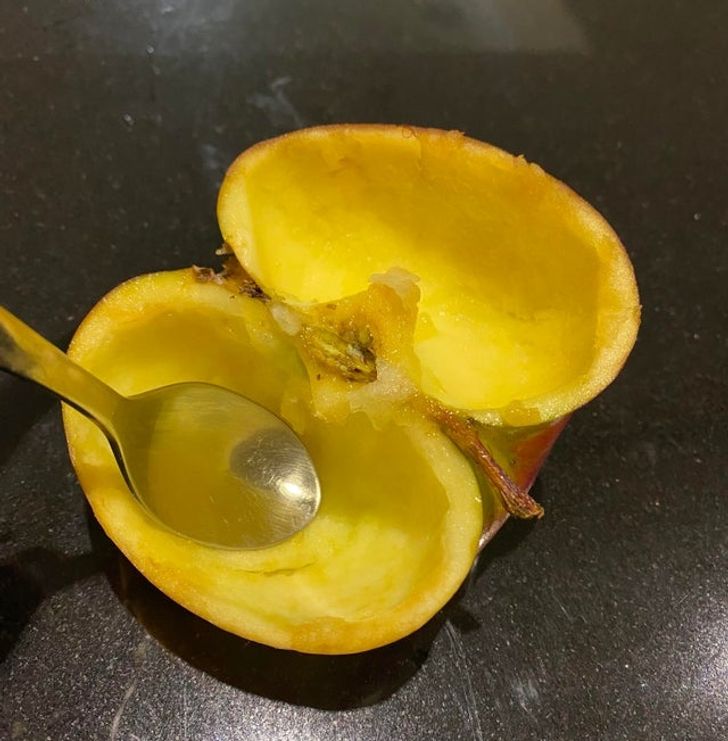 “My husband eats apples with a spoon. Please explain it to him straight.”